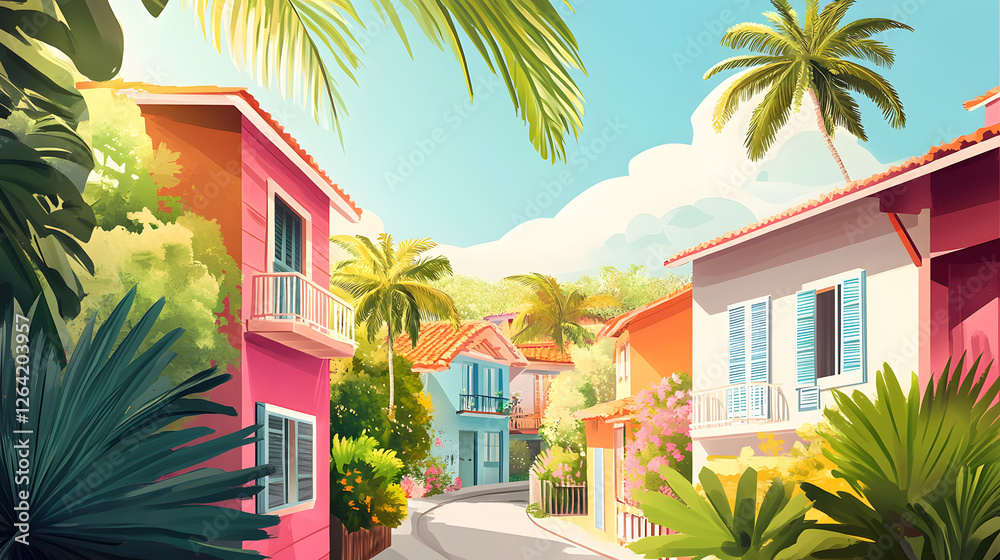 Fototapeta premium Homestay holiday illustration