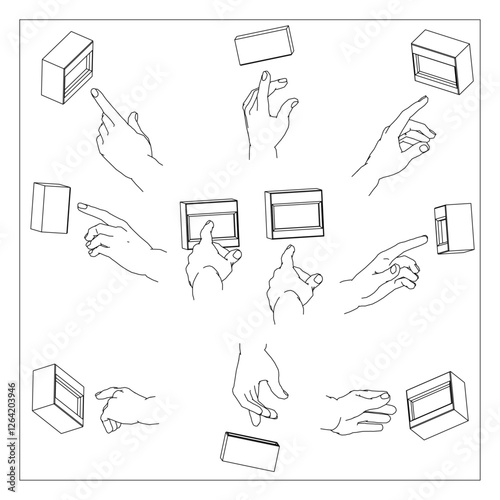 ボタンを押す手のイラスト　セット