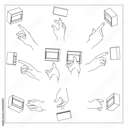 ボタンを押す手のイラスト　セット