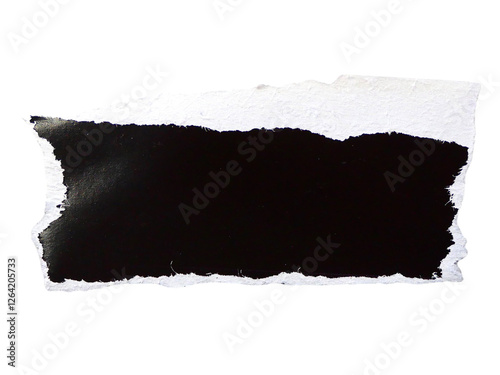 Pieces of torn or cut black paper, design elements isolated on transparent background.