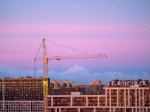 construction site in the city and cranes