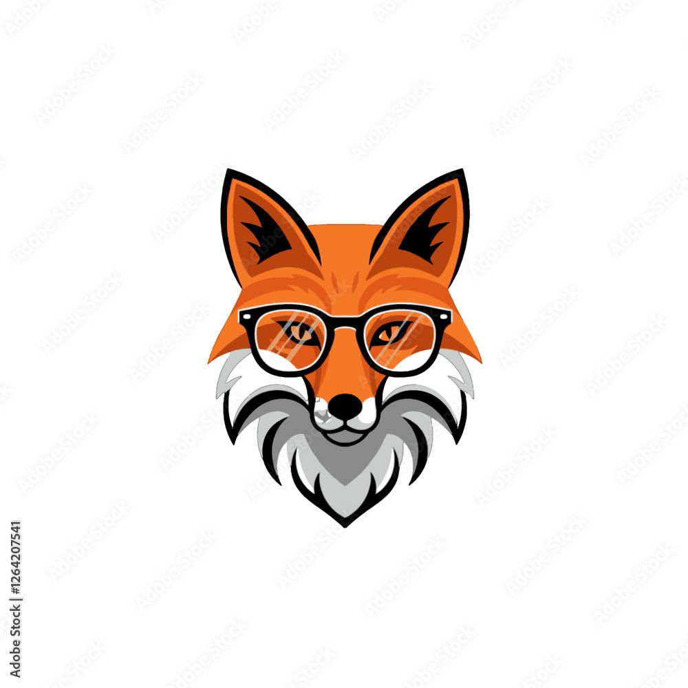 Obraz premium Illustrated Fox With Glasses Representing Intelligence and Creativity