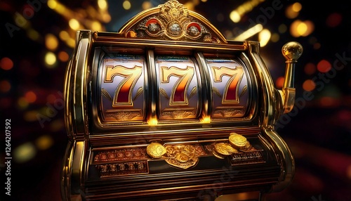 Generated image Close up of casino Luxury slot machine jackpot 777 photo