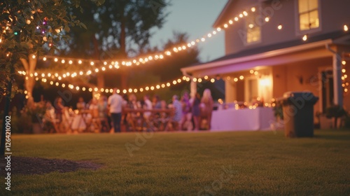 Neighbors Enjoying a Lively Block Party in a Beautiful Backyard