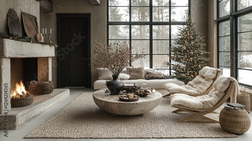 Cozy Scandinavian Christmas Living Room Interior