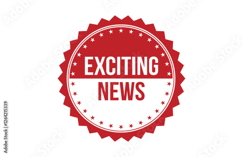 Exciting news red ribbon label banner.