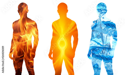 筋肉質な体をした男性のシルエット　背景透明