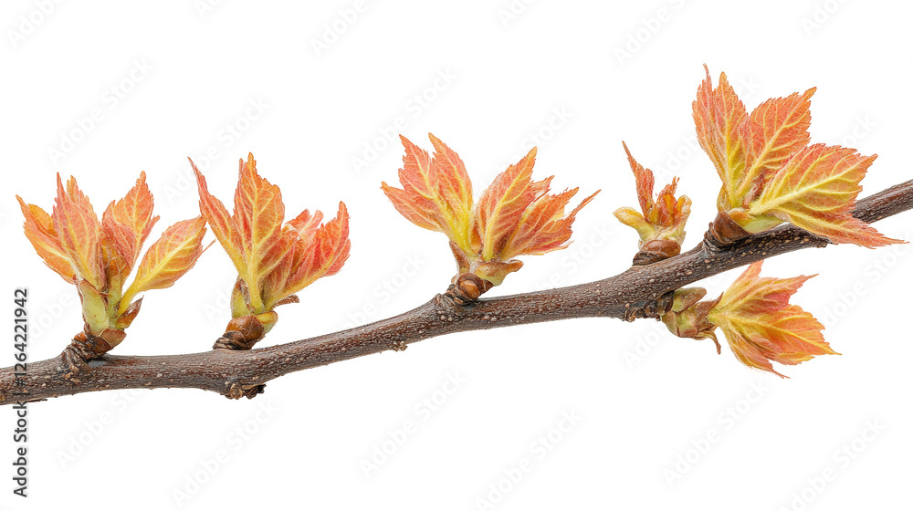 Spring budding leaves nature botanical scene fresh growth isolated on transparent background Spring budding leaves nature botanical scene fresh growth isolated on transparent background