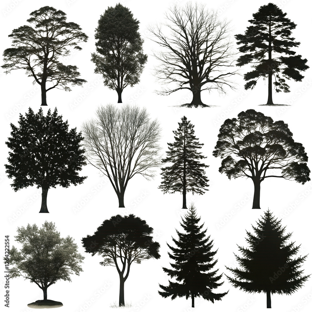 Fototapeta premium set of trees silhouettes