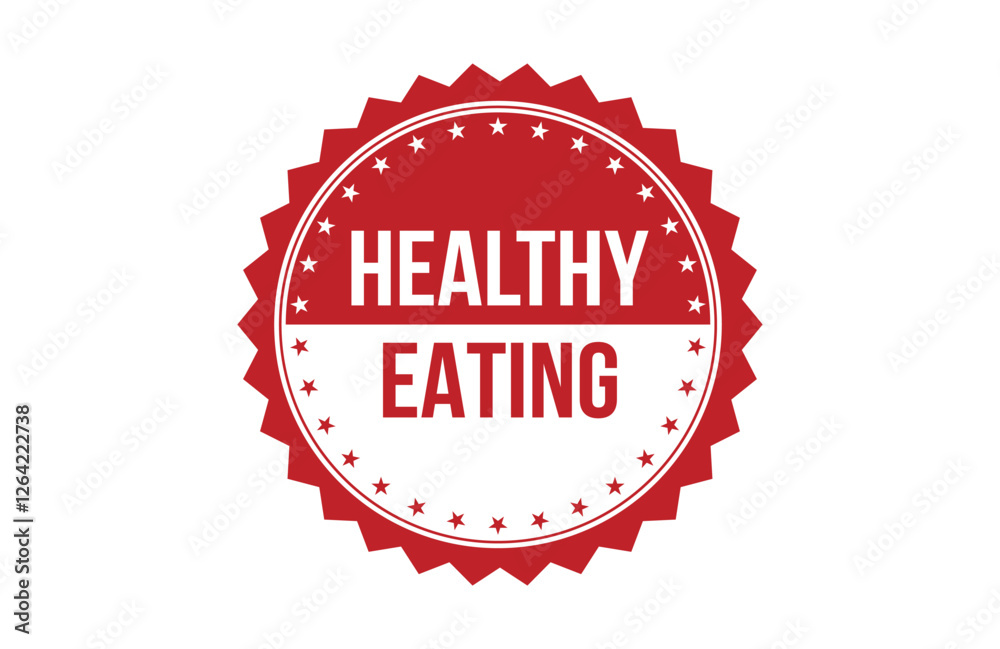 Healthy Eating red ribbon label banner. Healthy Eating red ribbon label banner.