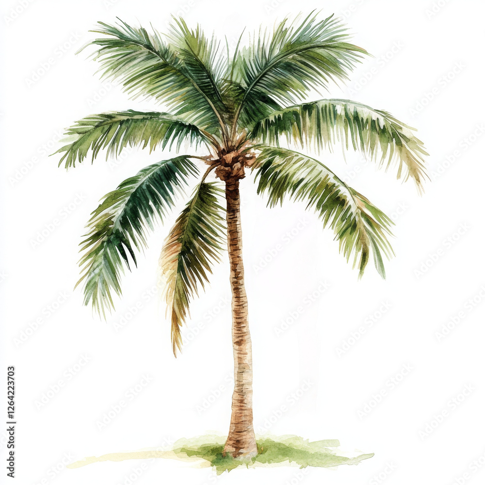 Fototapeta premium Boho watercolor palm tree, standing tall and elegant