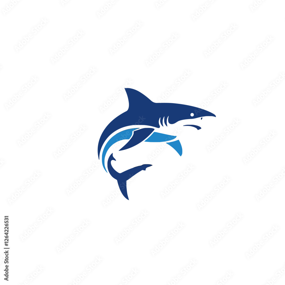Fototapeta premium Abstract Shark Logo Design Featuring Blue and White Elements