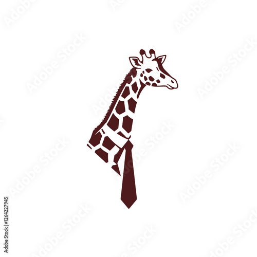 Giraffe Illustration Wearing a Business Tie in a Simple Artistic Style