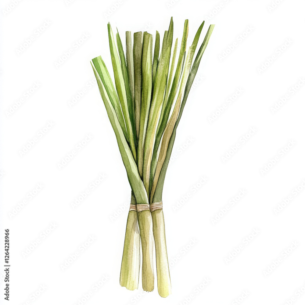 Fototapeta premium Illustration of lemongrass radiates serenity and freshness