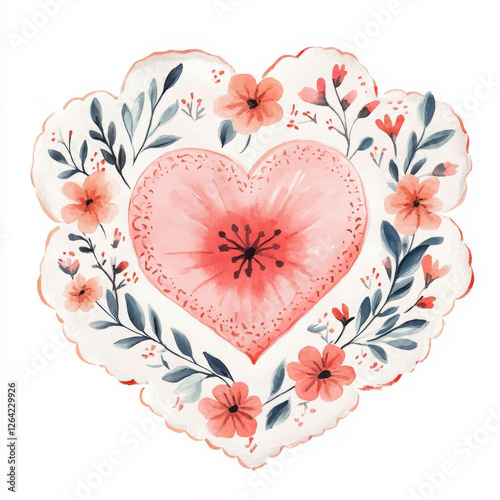 Illustration painted heart shows romance feeling