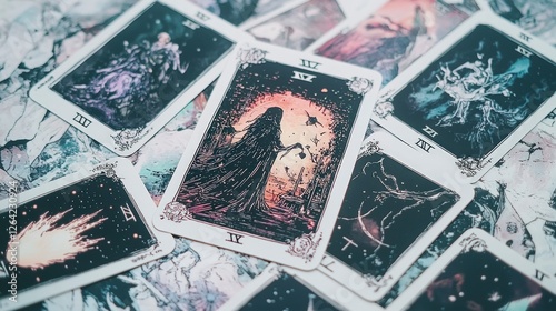 Mystical Tarot Cards Spread  Fortune Telling  Occult  Divination  Esoteric  Gothic  Fortun photo