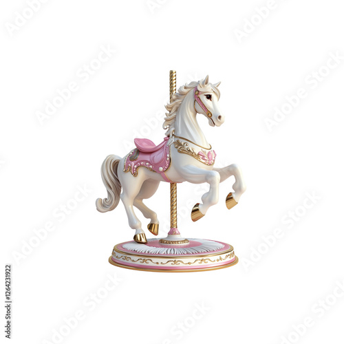 Pink white carousel is on a white background