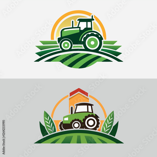 Collection of Tractor and farm logo template, vector set, vector pack