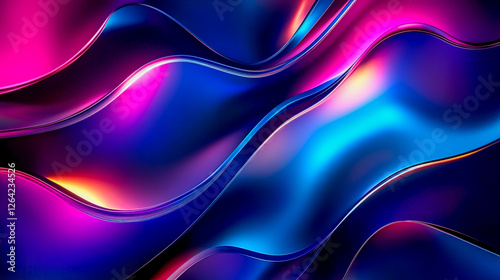 Futuristic Abstract Background with Radiant Neon Lights, Metallic Textures, and High-Tech Cyber Aesthetics