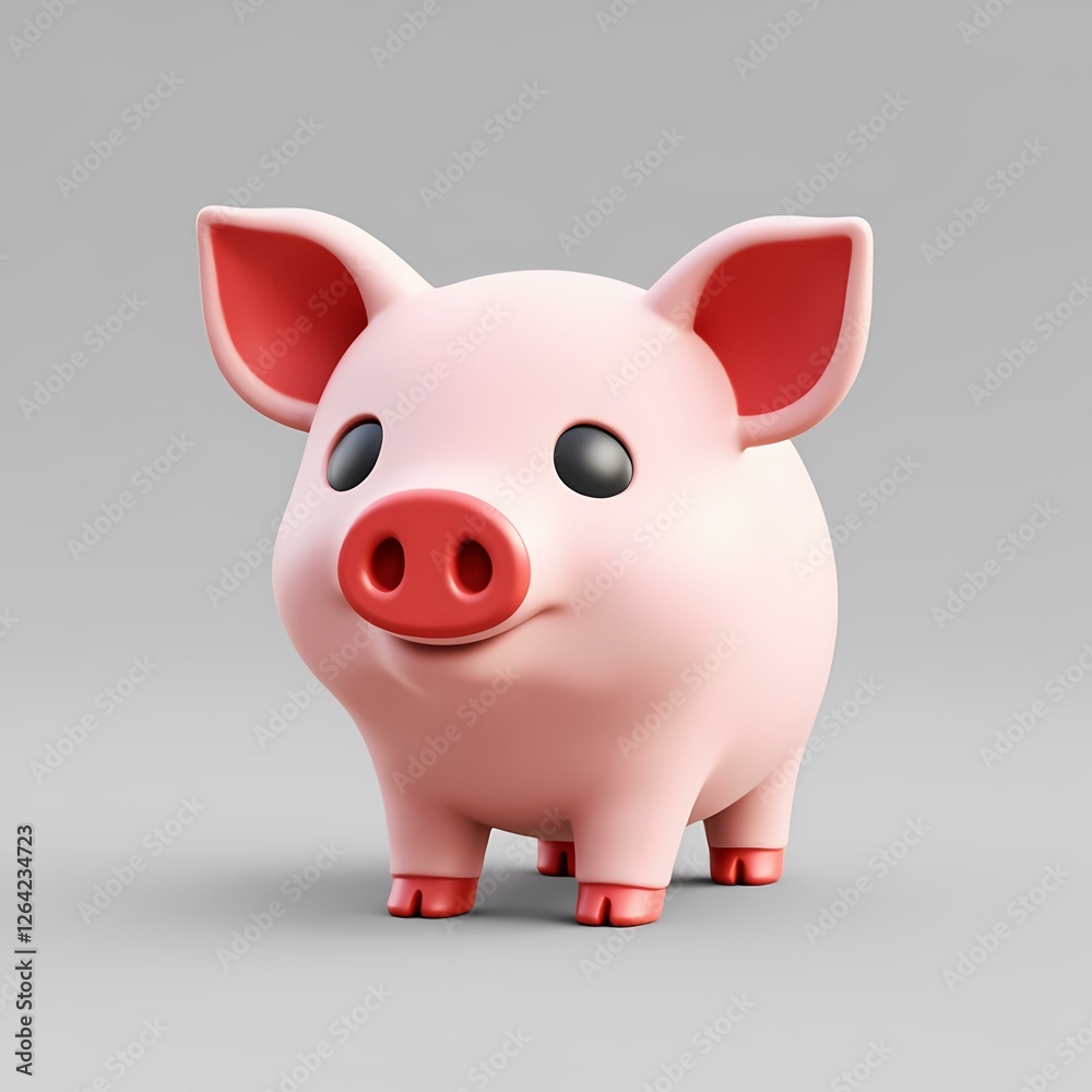 A digital image of an animated pink pig. A digital image of an animated pink pig.