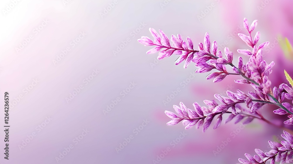 Obraz premium Closeup of Delicate Purple and Pink Blossoms Soft Focus Background