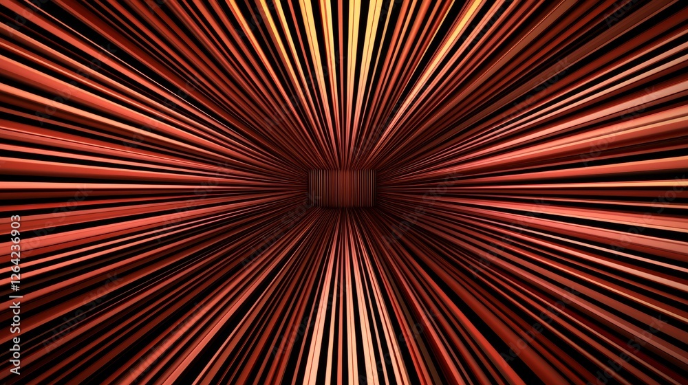 Fototapeta premium Abstract red and orange lines converging into a box, creating a dynamic perspective and a sense of depth and movement.
