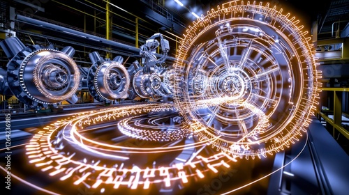 Wallpaper Mural Futuristic Smart Factory  Automated Robotics   Industrial Production Torontodigital.ca