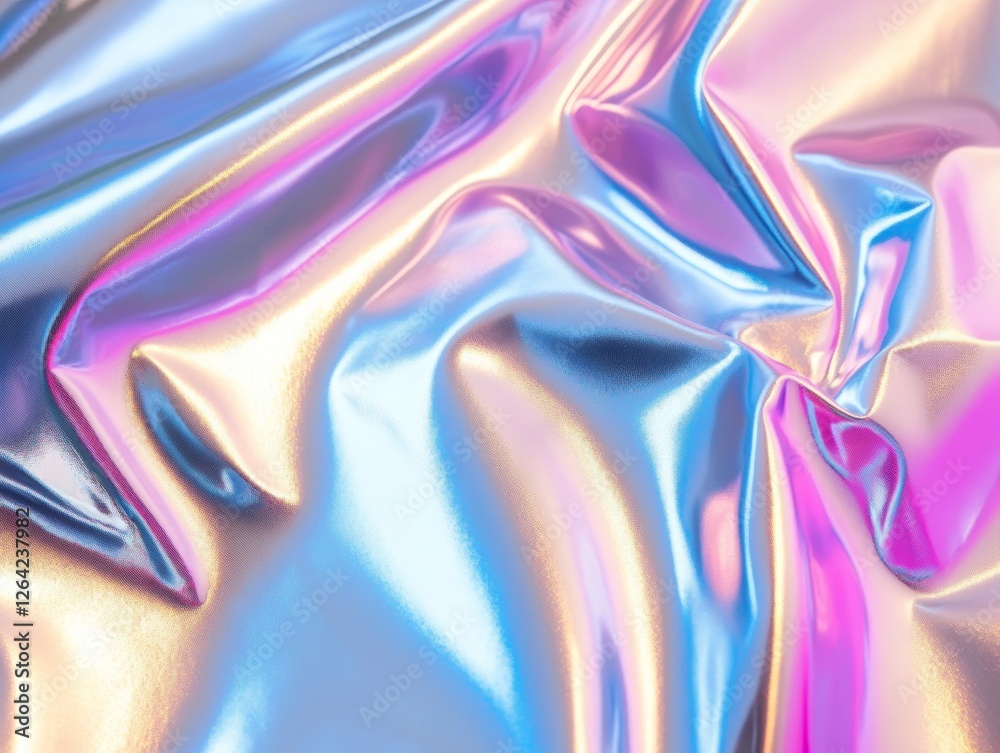 Fototapeta premium Holographic chrome gradient waves abstract background - ai