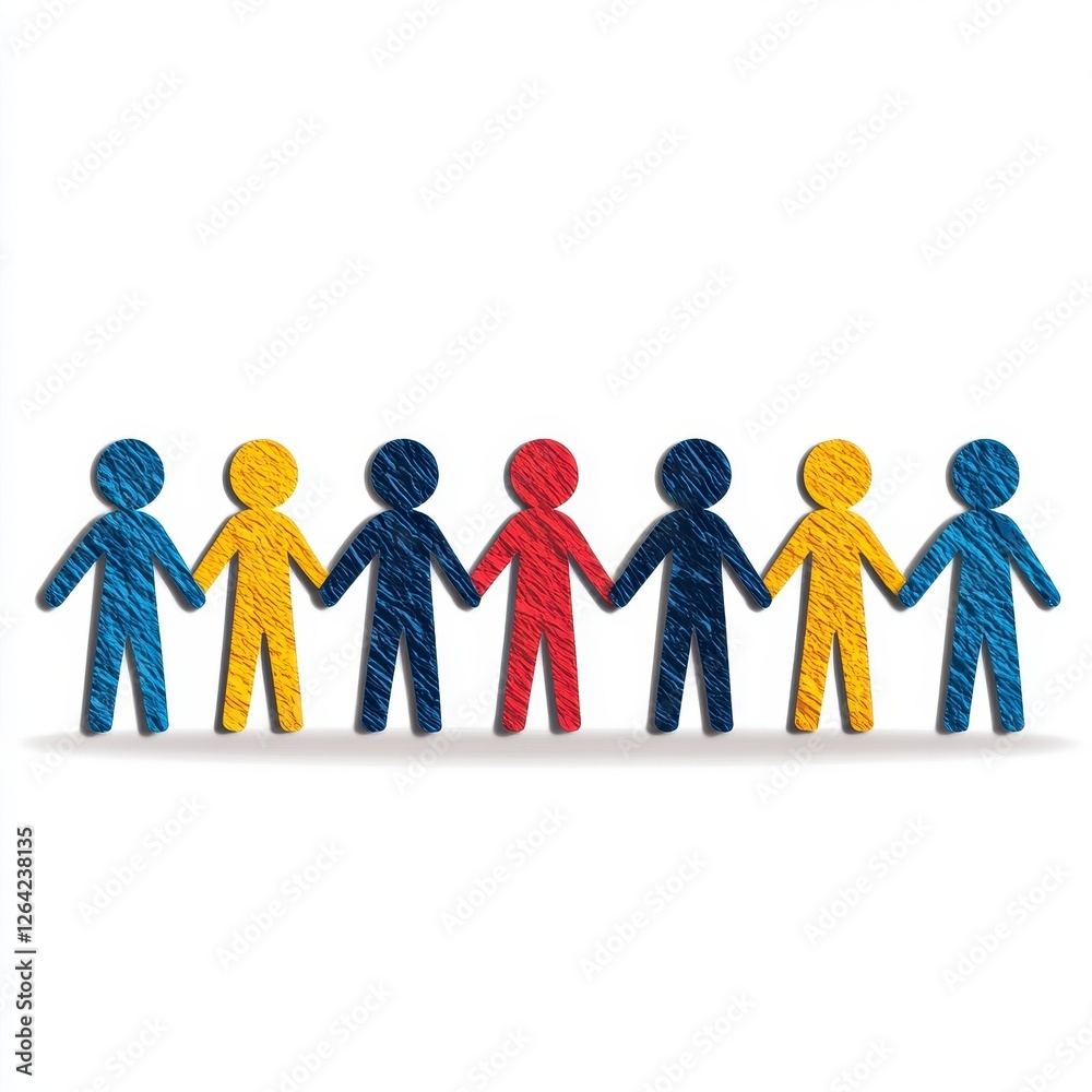 Colorful Paper Chain People Holding Hands Colorful Paper Chain People Holding Hands