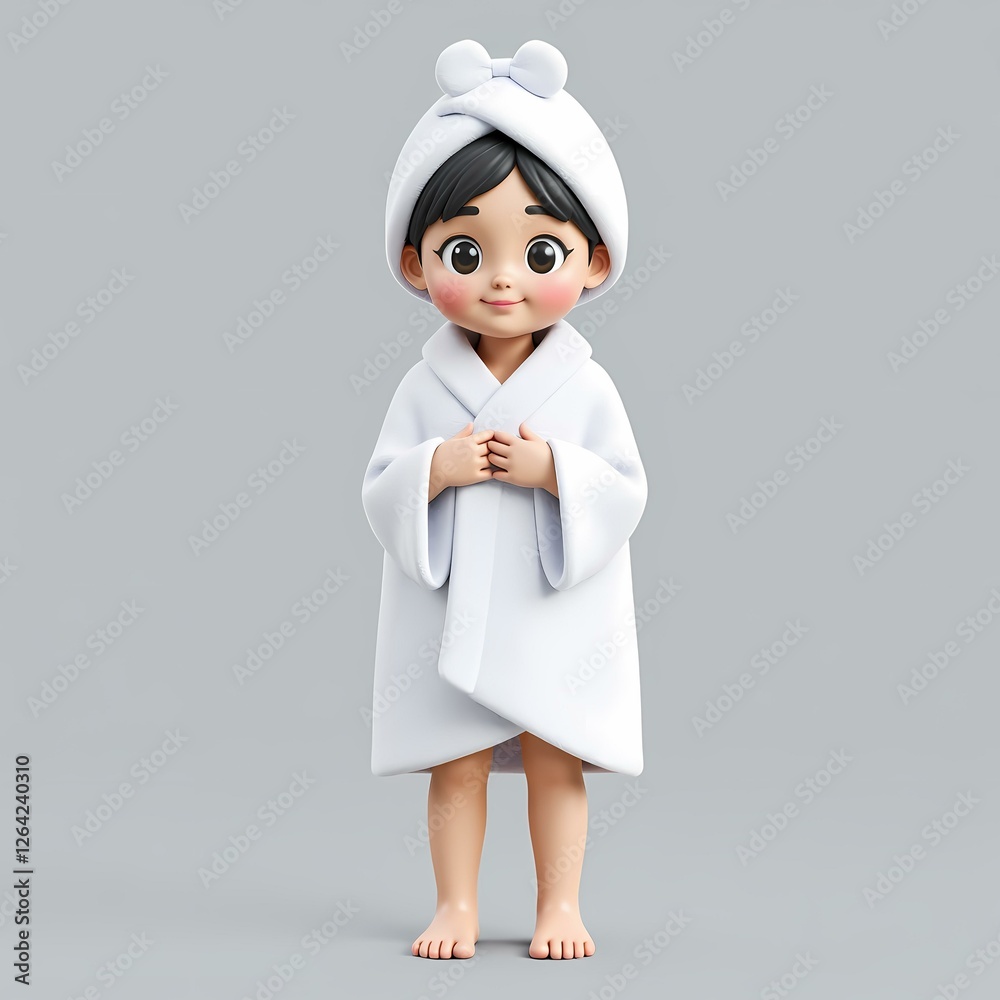 A girl in a bathrobe and hat. A girl in a bathrobe and hat.
