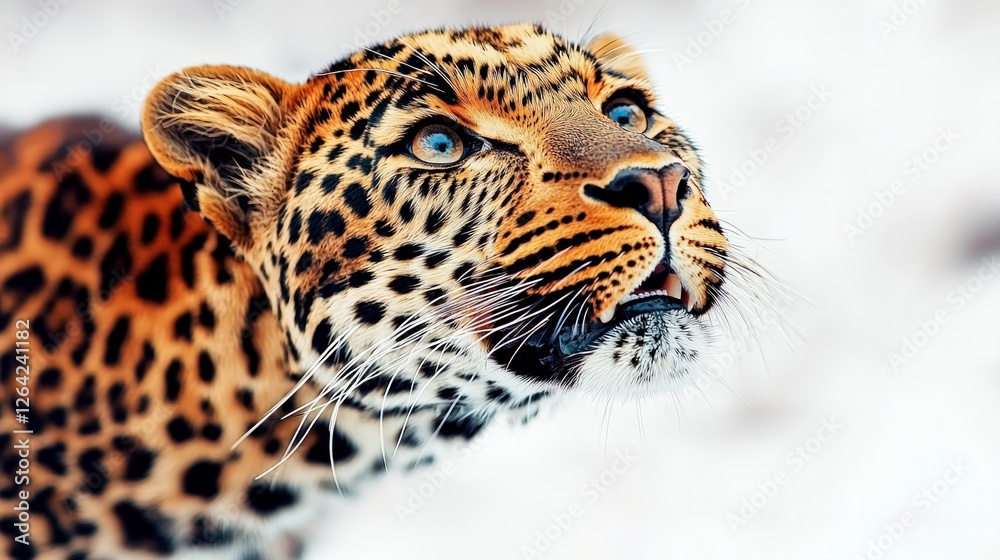 Fototapeta premium Majestic Leopard Portrait Wild Cat Big Cat Feline Predator Roaring Powerful Spots