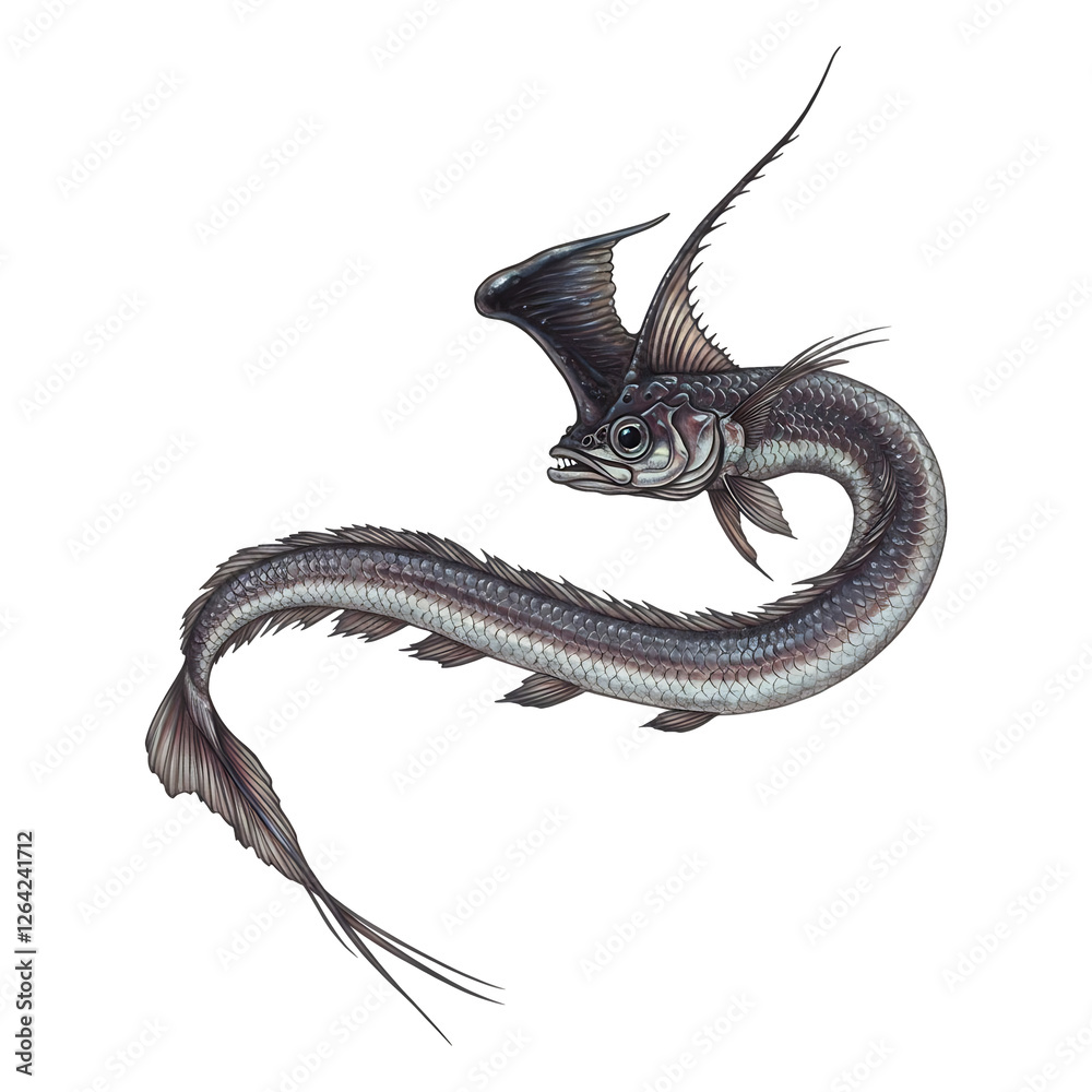 Obraz premium Oceanic Serpentfish: Deep-Sea Winged Predator