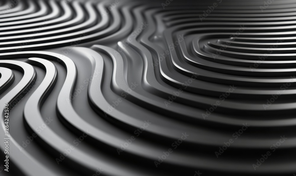 Abstract dark gray wavy lines background texture
