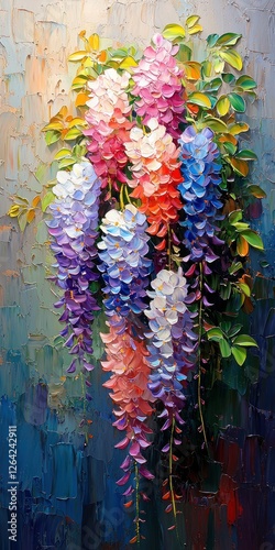 Vibrant Wisteria Blossoms in Artistic Display