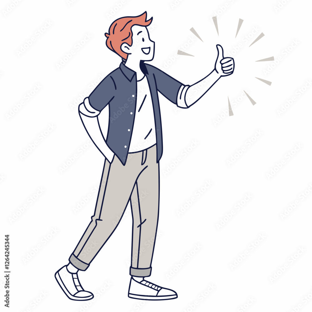 Joyful Young Man Giving a Thumbs Up Gesture Joyful Young Man Giving a Thumbs Up Gesture