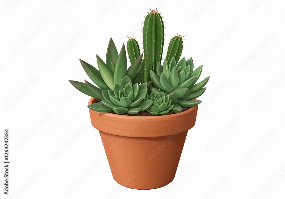 Simple succulent arrangement in a terracotta pot, featuring a variety of green and colorful plants. Perfect for home or office decor. Isolated on transparent background Generated with AI Simple succulent arrangement in a terracotta pot, featuring a variety of green and colorful plants. Perfect for home or office decor. Isolated on transparent background Generated with AI