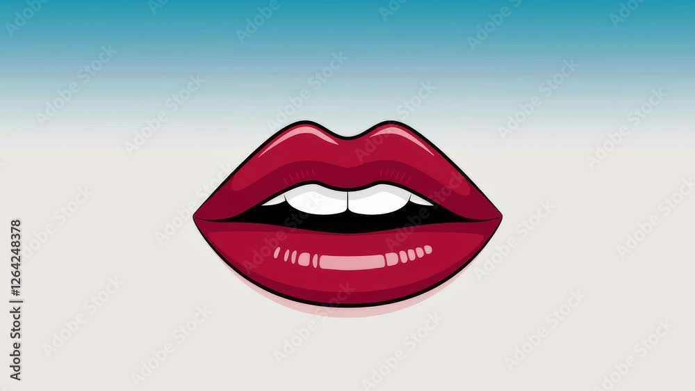 A stop motion sequence of cartoon images of female lips. A stop motion sequence of cartoon images of female lips.