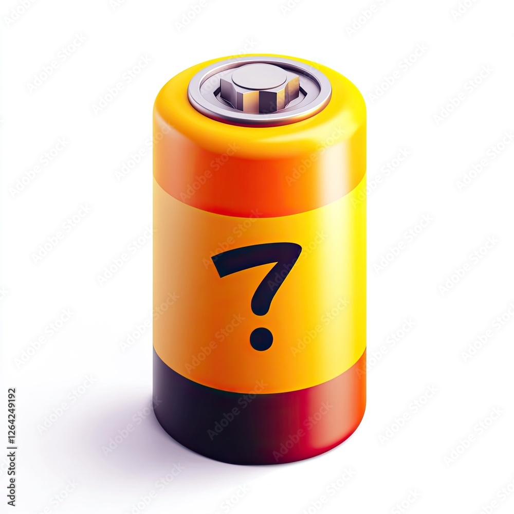 3D Battery Question Mark Isolated 3D Battery Question Mark Isolated