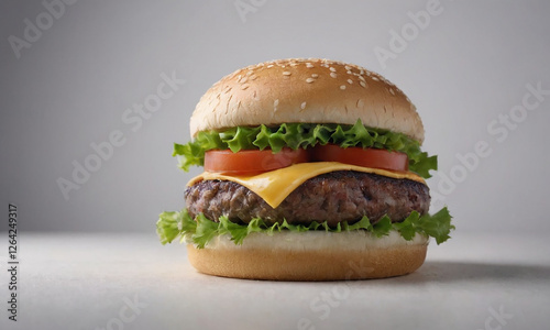 Perfectly Juicy Hamburger on a White Background – High-Quality Image