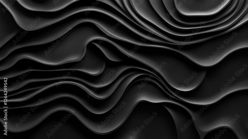 Fototapeta premium Abstract Black Waves: A Dark, Layered, and Textured Design