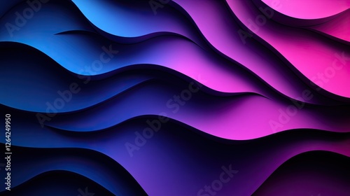 Abstract waves in vibrant shades of blue and pink, creating a dynamic visual flow and depth
