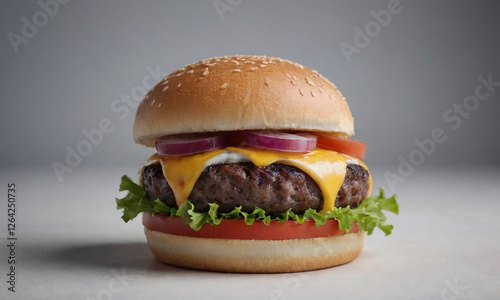 Perfectly Juicy Hamburger on a White Background – High-Quality Image