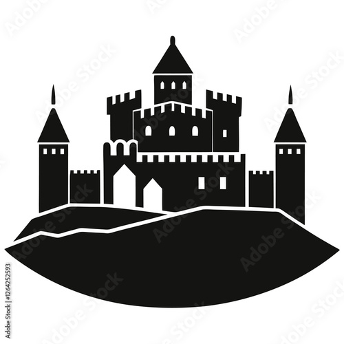 vector of a historical castle with fortified walls