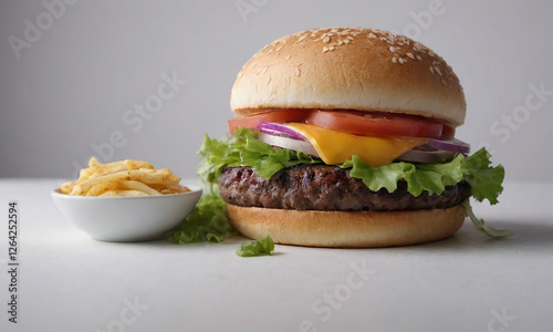 Perfectly Juicy Hamburger on a White Background – High-Quality Image