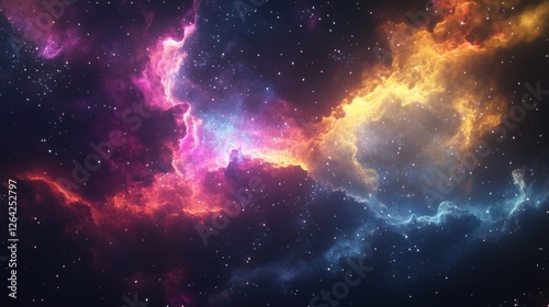 Cosmic Nebula: A Dreamlike Tapestry of Pink, Orange, and Blue Hues