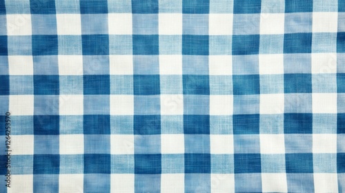 Blue and White Checkered Fabric Pattern with Soft Texture Background