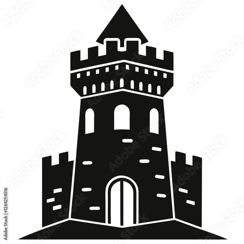 silhouette vector of medieval tower