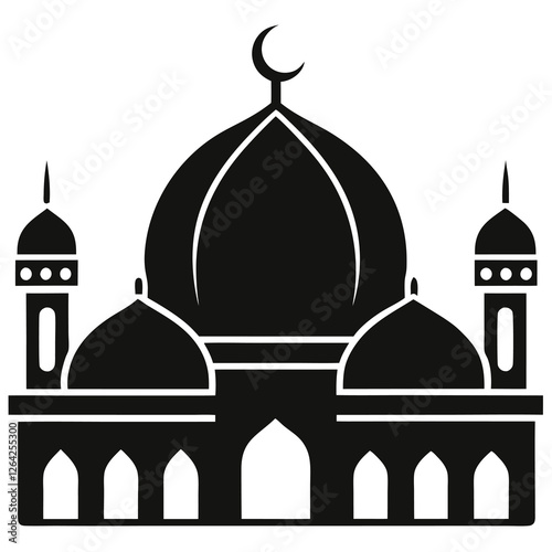 silhouette vector of a mosque with dome 