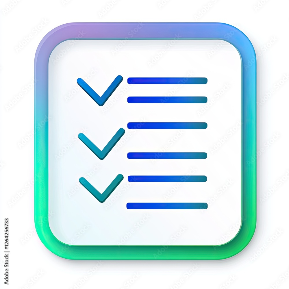 Checklist icon, digital task list, app interface, white background Checklist icon, digital task list, app interface, white background