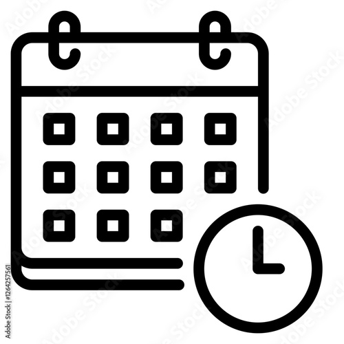 Minimalist Calendar Icon with Clock Design